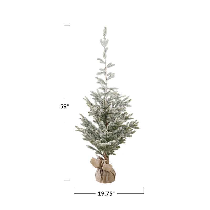 Snow-Tipped Faux Pine Tree in Burlap Sack