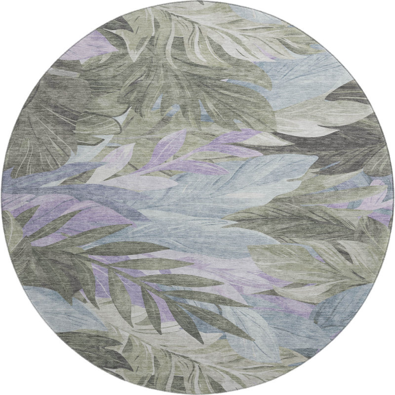 Premium Machine Washable Elize AMF1493 Floral Rug, Round 8'