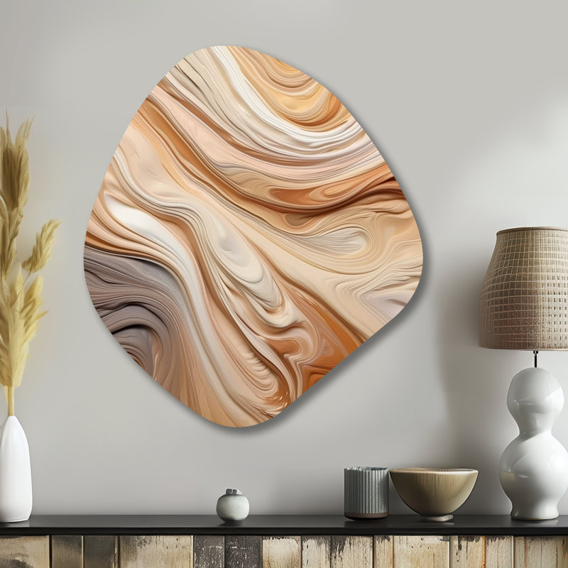 «Orange» et «Beige Unounded Imagination II», art mural asymétrique abstrait en métal, impression d'art moderne de forme irrégulière