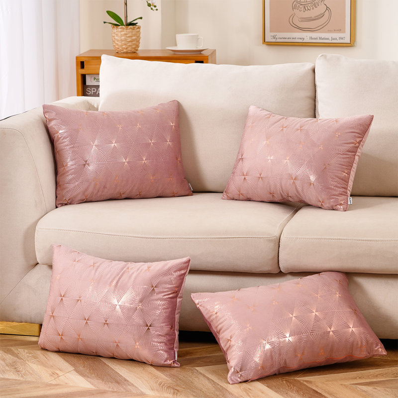Jeté en velours, Housse de coussin seulement - sans coussin, Rose