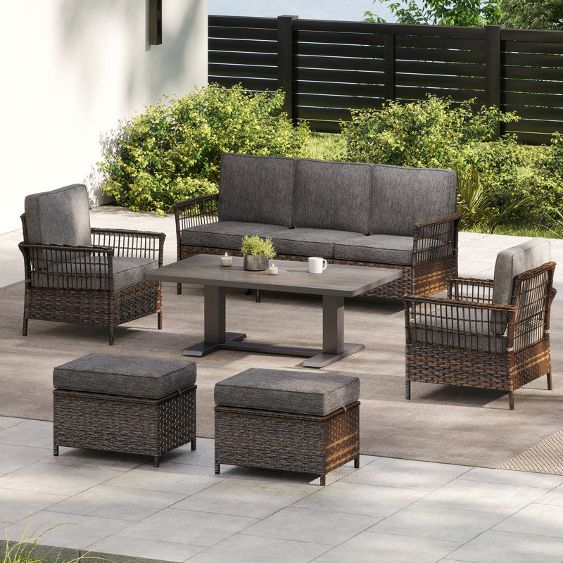 Ensemble de conversation de patio pour 5 personnes avec table à hauteur réglable