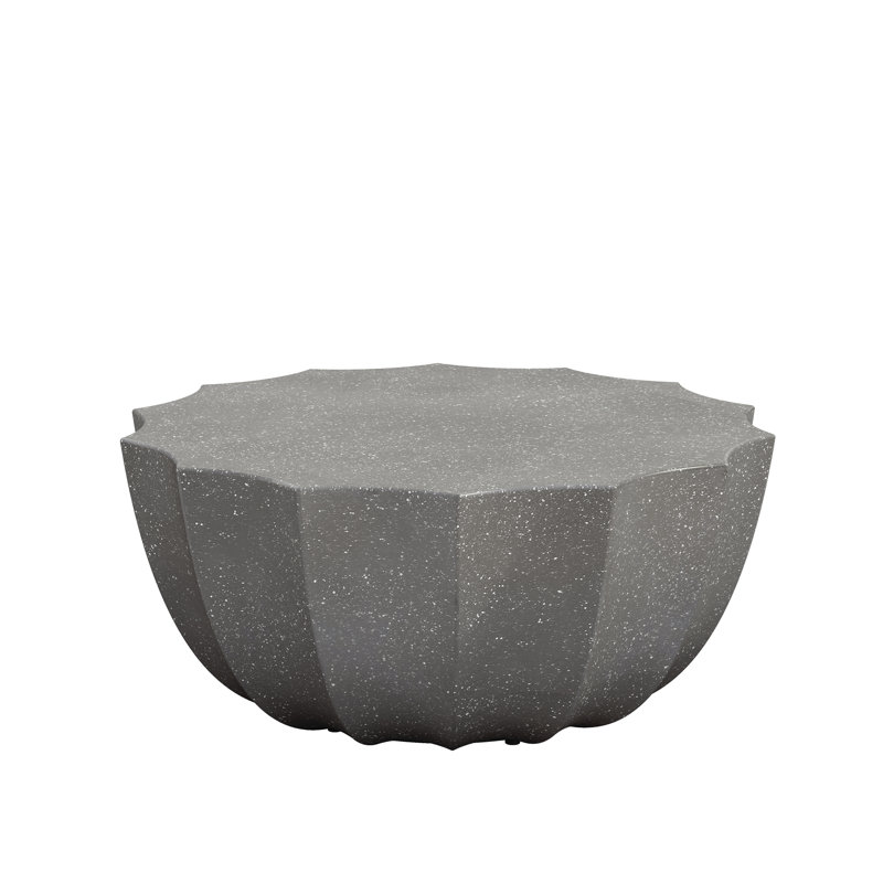 35.43" Modern Outdoor Waterproof Coffee Table - Durable Mgo Cement Design For Patio, Garden, Backyard & Living Room - Weather-Resistant Grey Finish