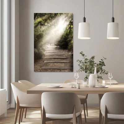 1 pièce, impression sur toile encadrée, forêt tropicale, sentier brumeux, réaliste et réaliste
