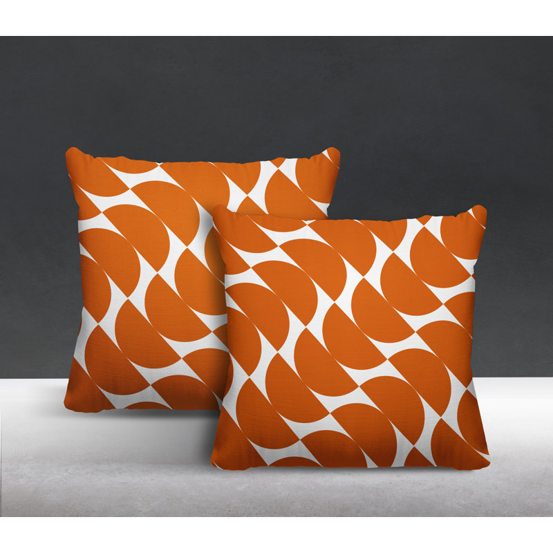 Oreiller carré intérieur / extérieur Mandi, L 15 po x H 15 po, Orange