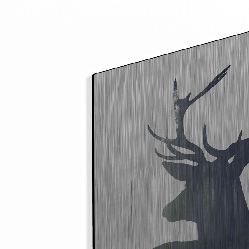 «Forest Deer Silhouette» par Incado - impression sans cadre sur métal, H 16 po x l 12 po x P 0,13 po