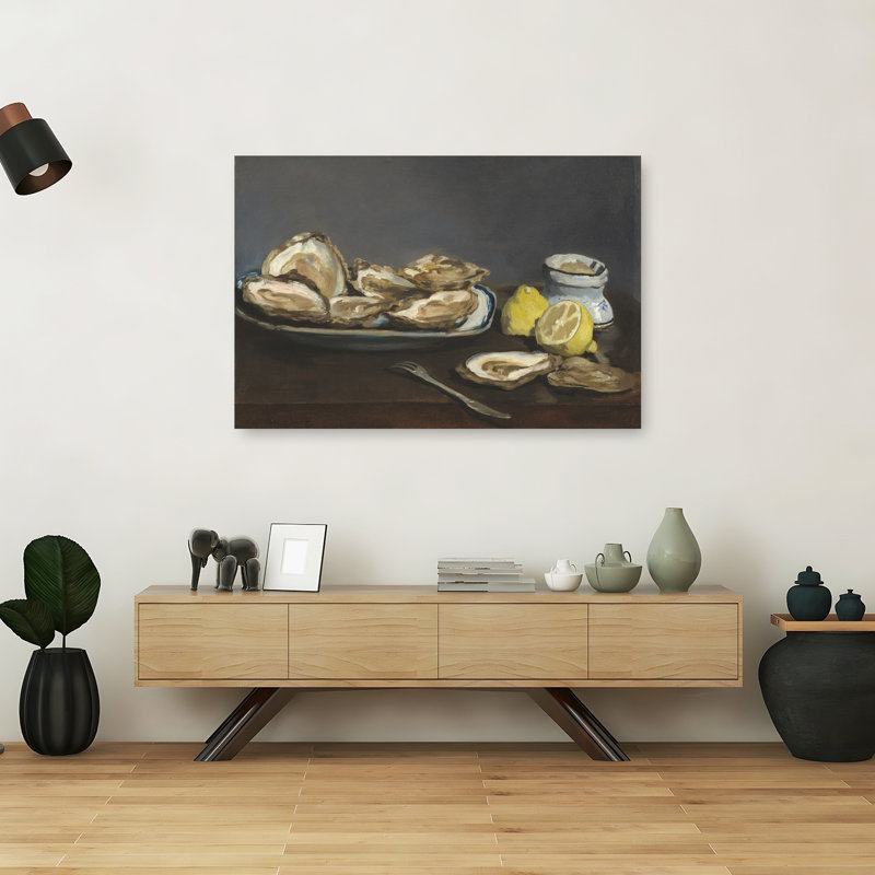 Huîtres, 1862, estampe d'art mural contemporain abstraite impressionniste, H 40 po x l 60 po