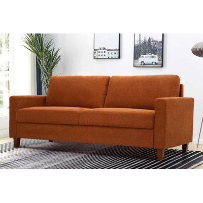 Mid-Century Modern 3-Seater Fabric Sofa with Removable Wood Legs