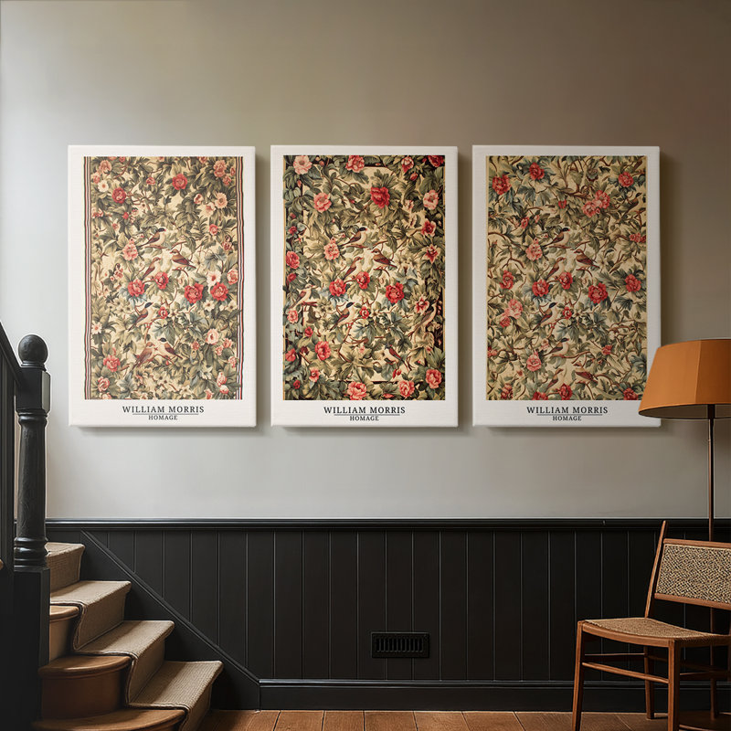 Série de pièces de peinture à chaud sur mesure de la série CCLxxxx de William Morris - 3 pièces, H 18 po x l 36 po