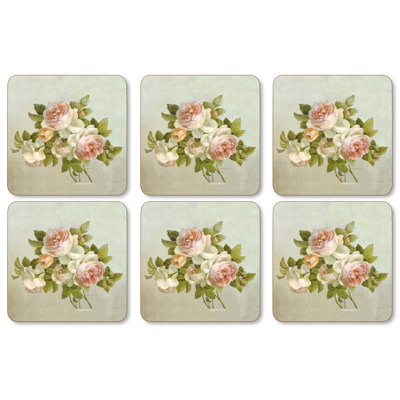 Pimpernel Antique Roses Coasters 4"X 4"