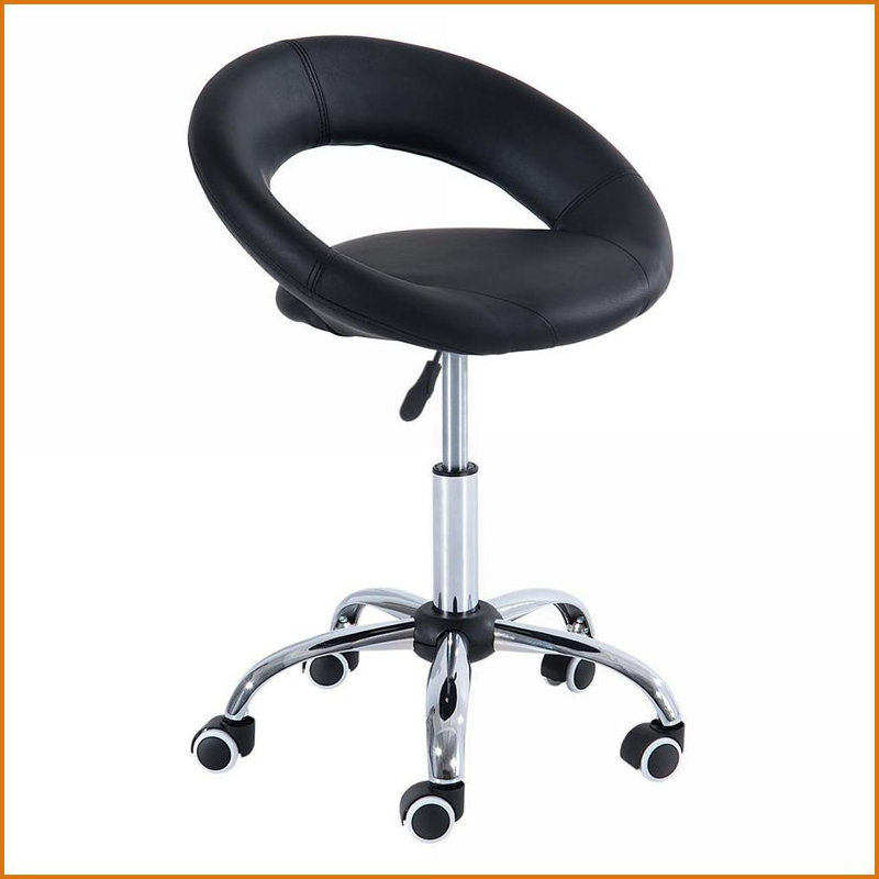 Tabouret roulant à hauteur réglable 5 roulettes | Noir | Similicuir