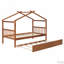 Lit de maison unique en bois avec lit gigogne simple coulissant, conçu pour l'imagination des enfants et pour économiser de l'espace dans les chambres-118019966