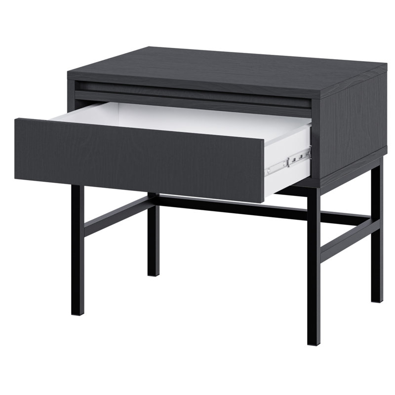Bannie 50cm W Metal Bedside Table, Black