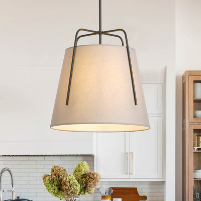 1-Light dark gray adjustable iron pendant lamp