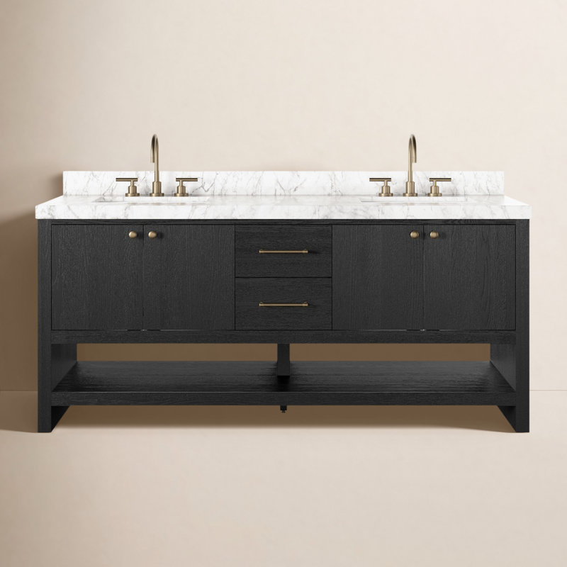 Abington Double Vanity-Carrara Marble, Black
