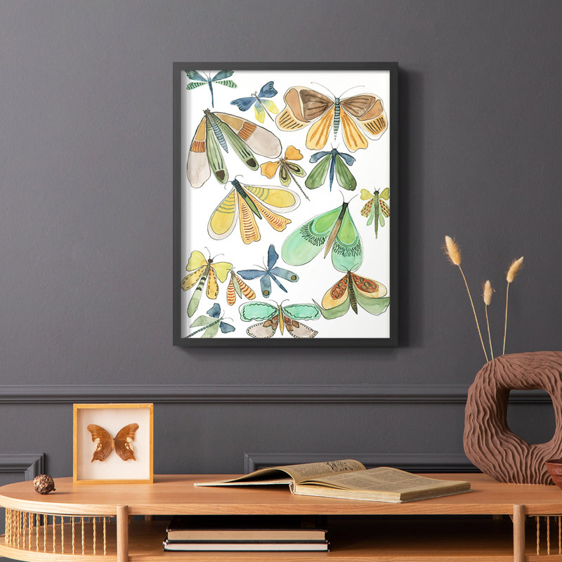 Wings Galore II, reproduction encadrée - bois massif, Noir, H 28 po x l 22 po