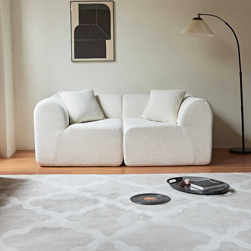 Canapé confortable à deux places avec tissu en velours, structure en éponge douce et coussins en mousse haute densité pour la maison et le bureau