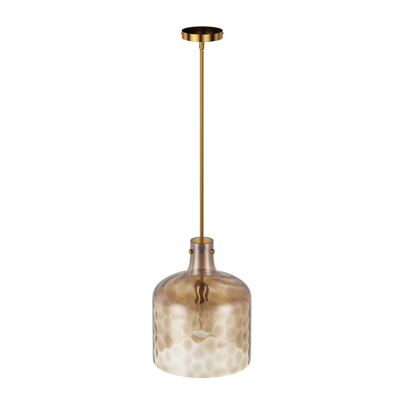 Arata 1-Light Hammered Glass Dimmable Adjustable Pendant Light Fixture, Brown