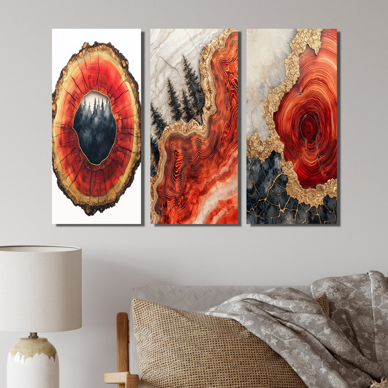 Chemin forestier de l'opale de feu, rivière Stone I - Collection d'art mural forêt, Toile tendue, H 28 po x l 36 po