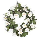 Artificial Flowers & Tree Faux Magnolia Polyester 24'' Wreath