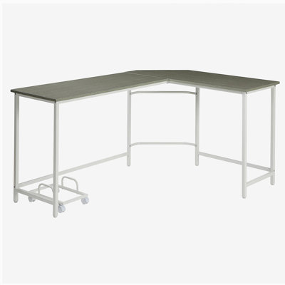 Bureau en L gris et blanc