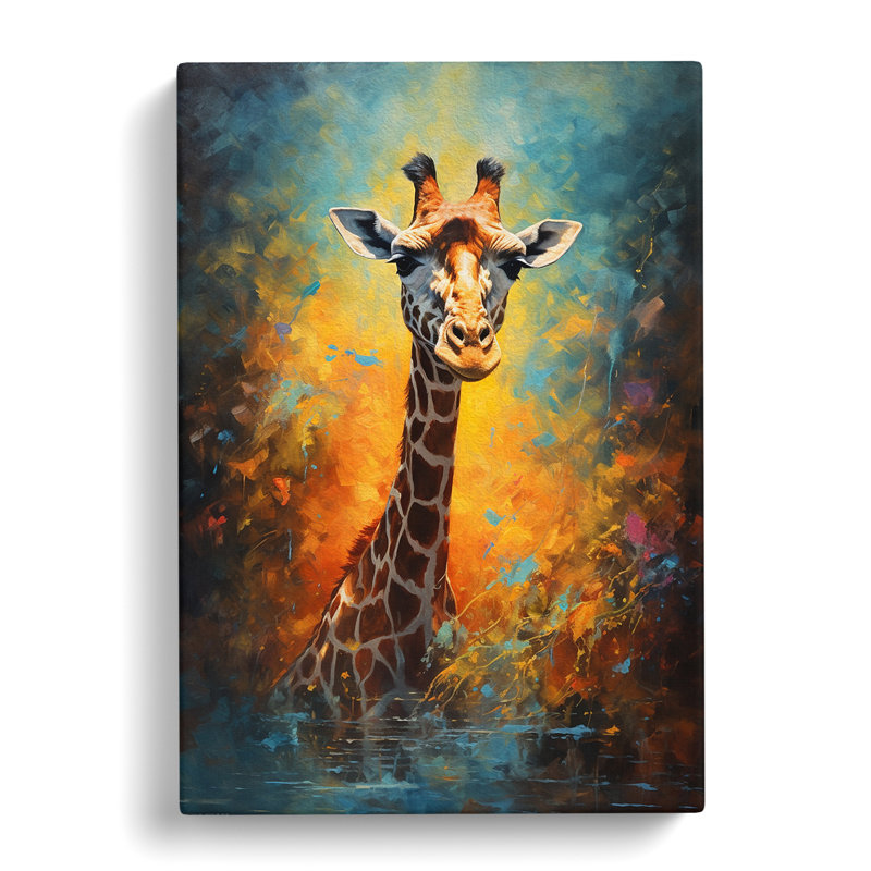 Giraffe Impressionism - Wrapped Canvas Print
