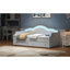 Lit de jour rembourré beige avec éclairage DEL et 2 tiroirs - Parfait pour les petits espaces-118028559-118028557