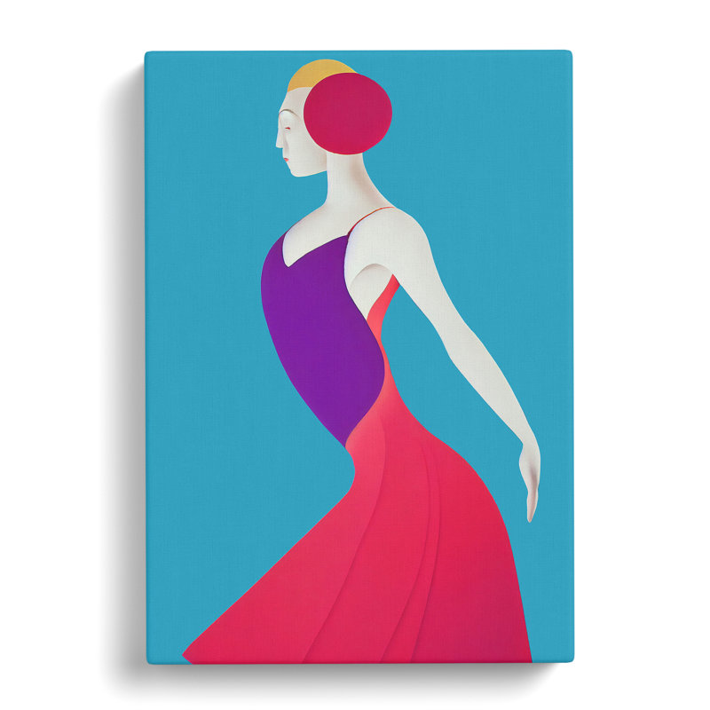 Abstract Dancing Woman No.4 - Wall Art, 50cm H x 35cm W x 3cm D, Wrapped Canvas