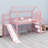 Metal House Loft Bed With Slide,Stairs And Storage Shelves-774587991
