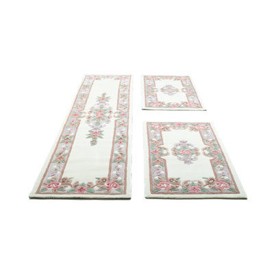Bettumrandung Costilla Floral Hand Woven Hand Tufted Cream Area Rug Set