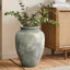  Grand vase urne rustique doré et terre cuite brune
