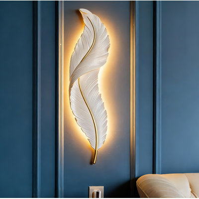 Lampe murale moderne en plumes à DEL, lumière murale décorative pour chambre à coucher, chevet, couloir, salon et mur de fond