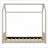 Twin Size Velvet Upholstered House Bed Frame - Pinewood Build, Beige - No Box Spring Needed