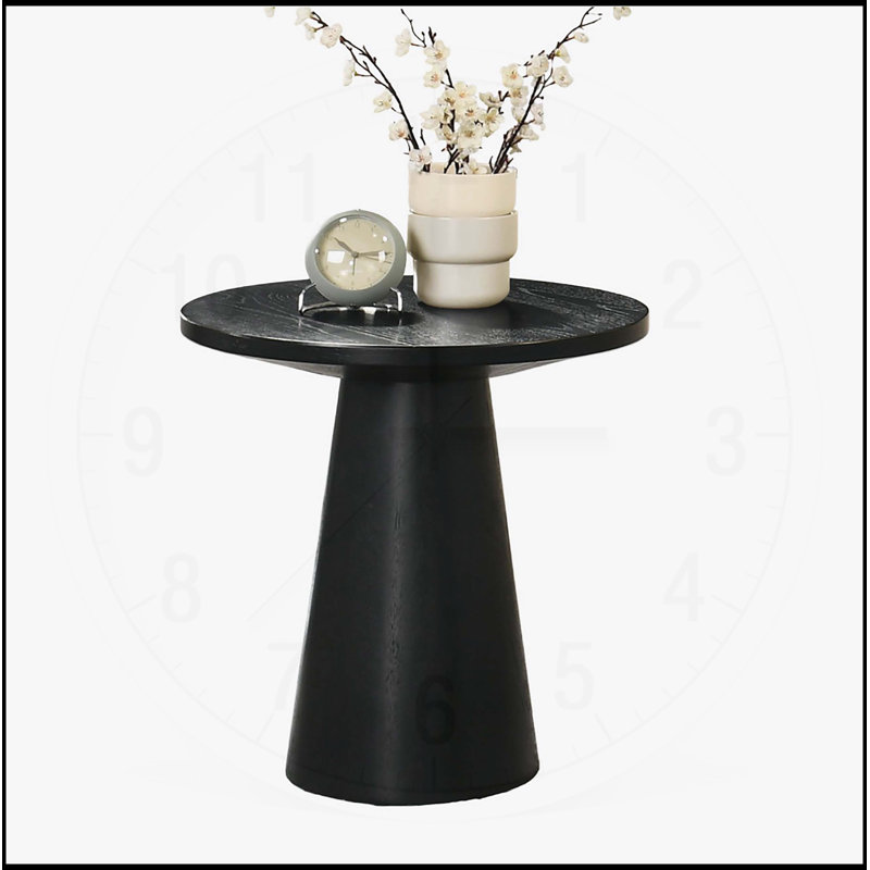Table de bout ronde à piédestal unique, Noir