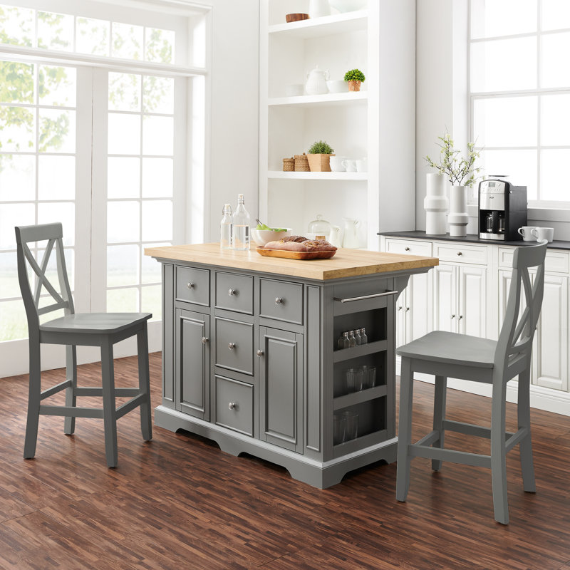 Diamondback Kitchen Island Set, Gray, Wood