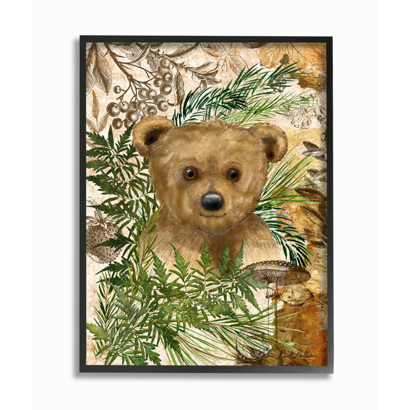«Teddy Bear Cub Nursery Forest Animal» par Sherri Buck Baldwin - impression d'art graphique, H 30 po x l 24 po x 1,5 po