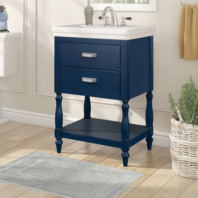 24'' Single Bathroom Vanity with Ceramic Top, Royal Blue