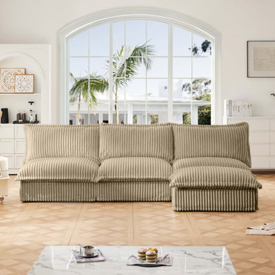 Canapé modulaire polyvalent sans accoudoirs avec repose-pieds réversible pour un confort ultime
