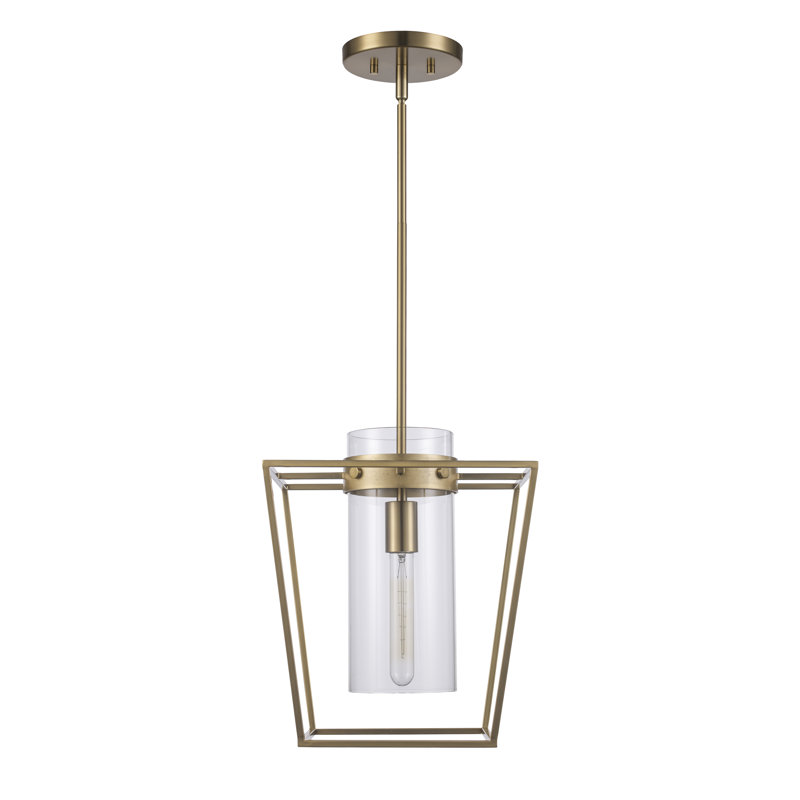 Mini-luminaire suspendu simple 1 lumière Nova, Or antique, H 50,6 po x l 12 po x P 12 po