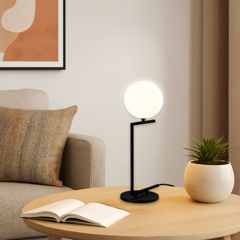 Metal Body Globe Cap Desk/Bedside Table Lamp, Black