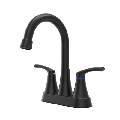Robinet de lavabo pour salle de bain à 4 poignées et centre noir 4 po avec drain