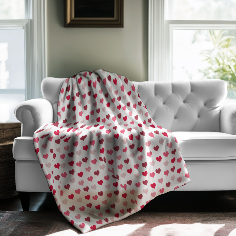 Couverture en sherpa rose 1 pièce Pink Hearts Splendor, L 50 po x L 60 po