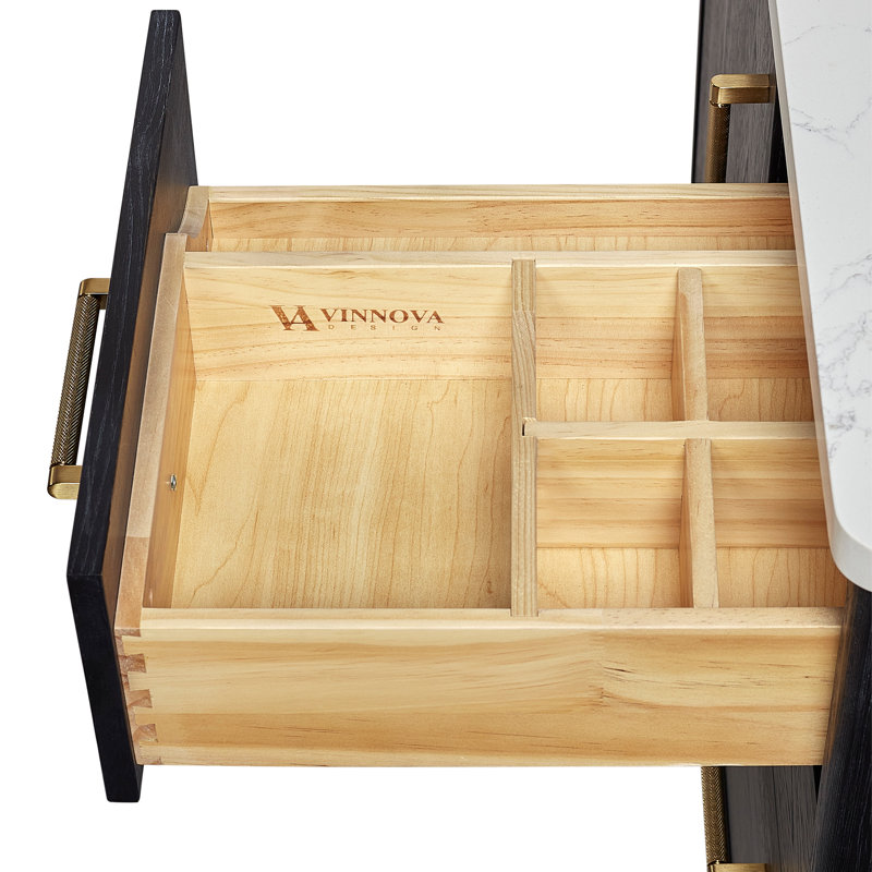 Meuble-lavabo sur pied simple 36 po avec plateau Langosta, Bois de sapin / noir