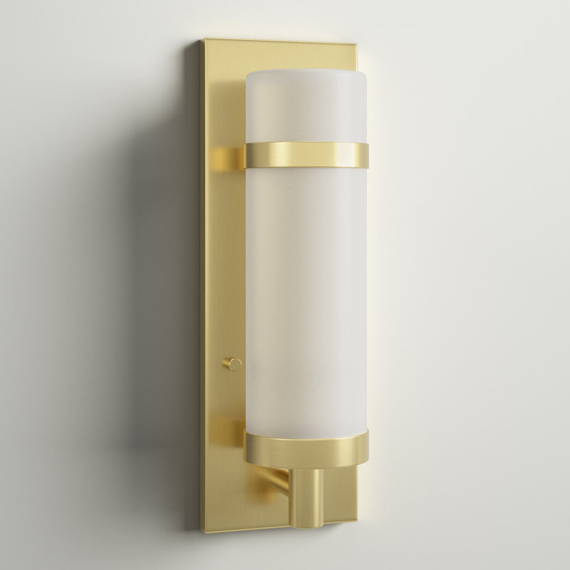 Plafonnier encastré à intensité variable 1 lumière Asencion, Laiton satiné, H 13,5 po x l 4,5 po x P 4 po