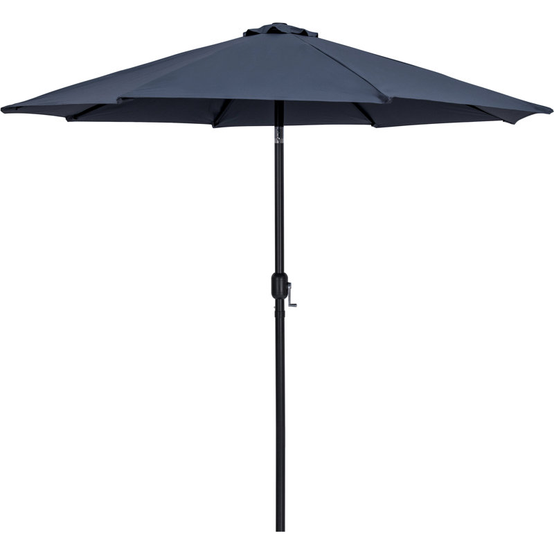 Parasol de patio en tissu / aluminium avec base Chavelle, Gris, Noir, noir, noir, noir
