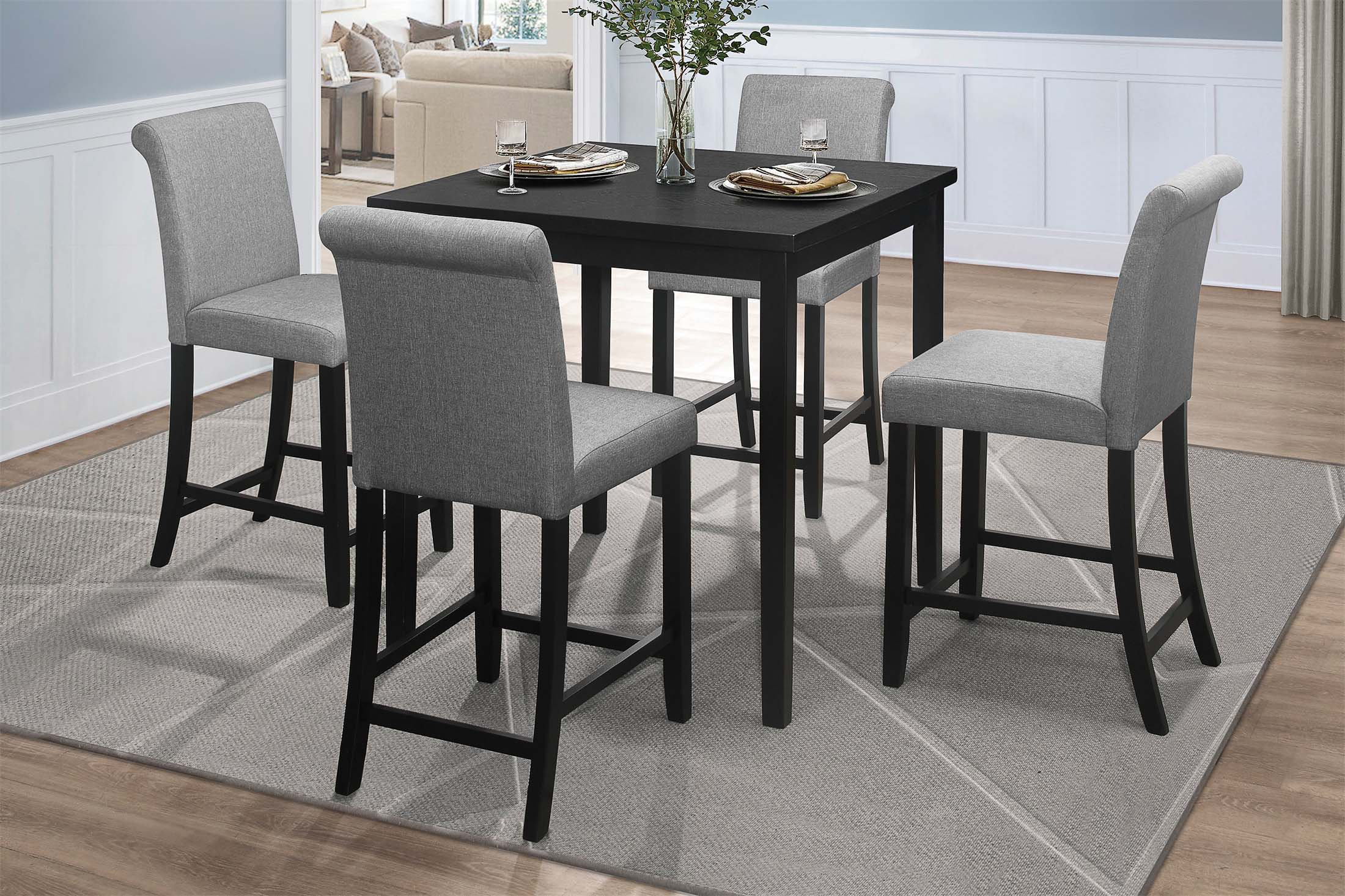 Red Barrel Studio® Counter Height Chairs Set of 2 Black Finish ...