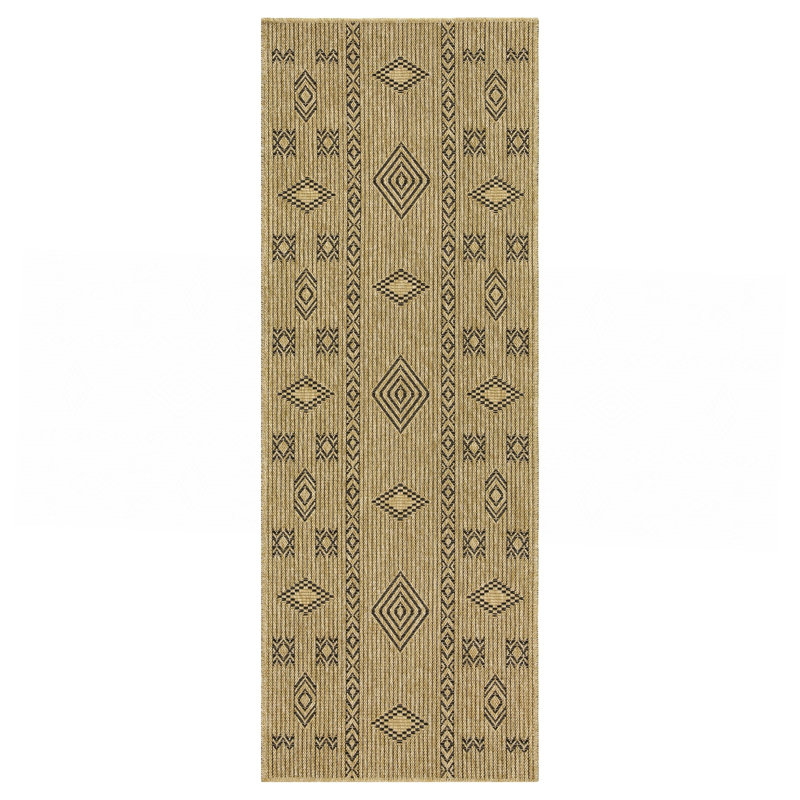 Black  Indoor/Outdoor Area Rug, Runner 2'7" x 7'3"