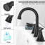 Robinet de lavabo de salle de bain espacé 8 po noir mat - 2 poignées 3 trous avec bec pivotant à 360 °, design élégant et anti-rayures