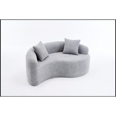 Causeuse éponge à compression complète, canapé à double profondeur courbé en S, chenille brune modulaire pour les petits espaces et la méditation, 66,9 L, 400 lb