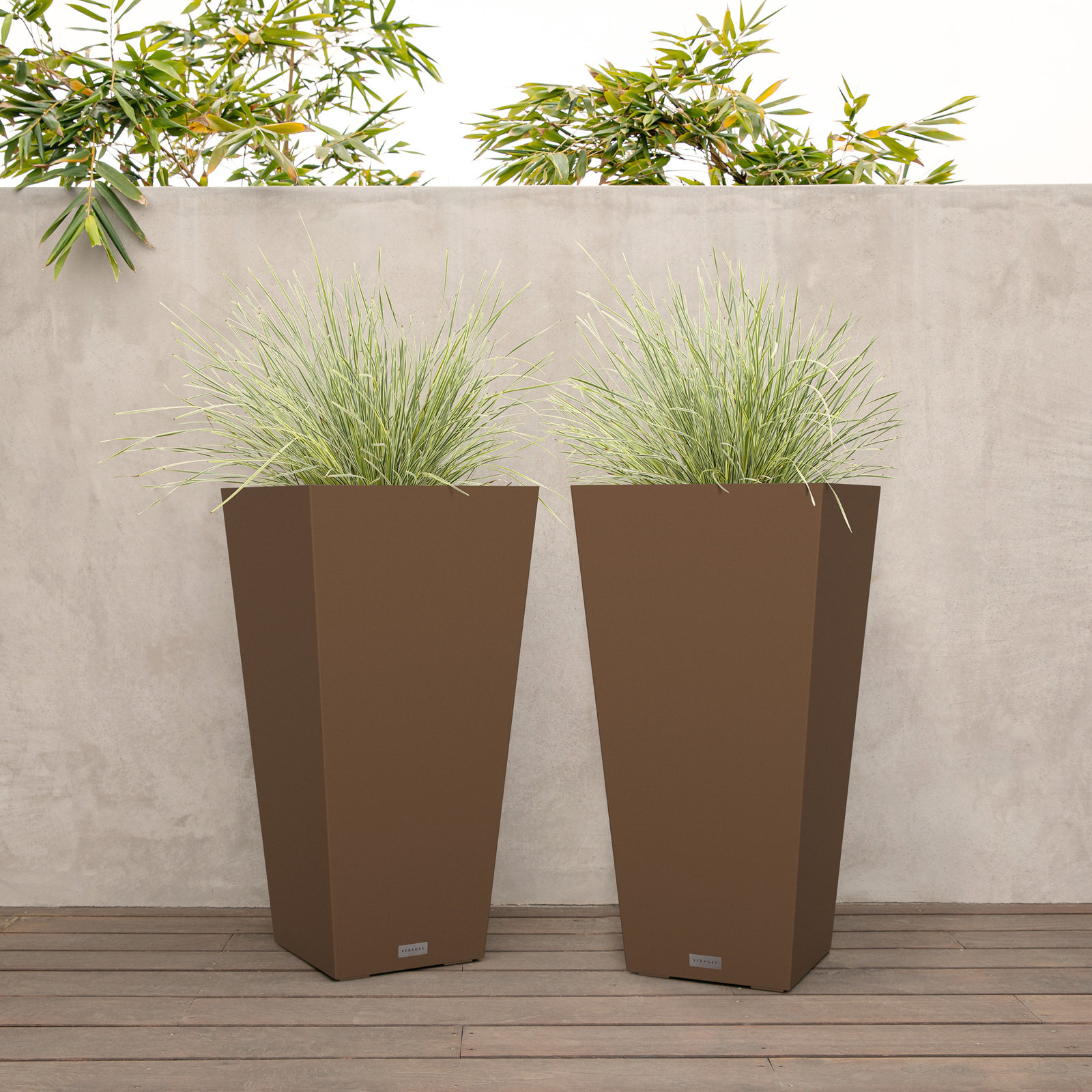 Pure Series Pot Planter, 30" H x 15.25" W x 15.25" D, Espresso, Set of 2