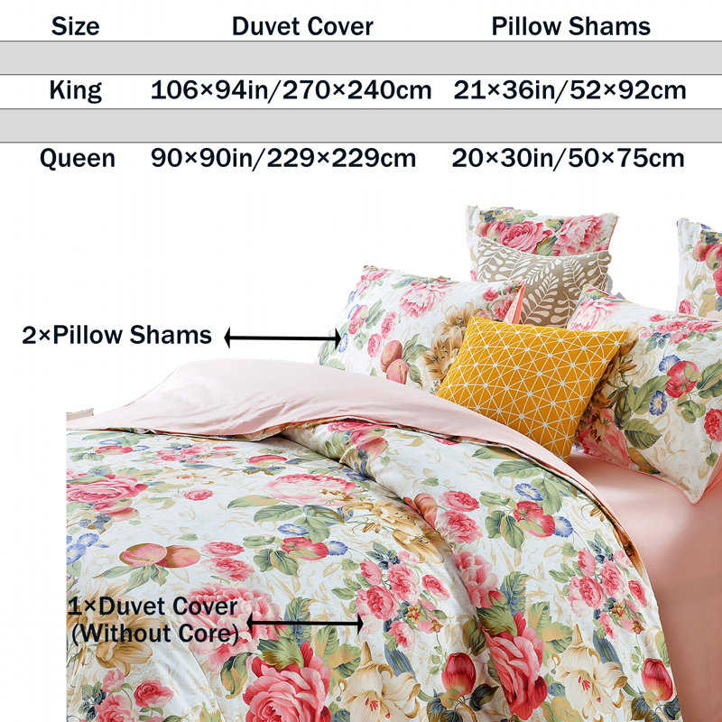  800TC 100% Egyptian Cotton Duvet Cover Set，3pcs Vintage Country Garden Floral Print Bedding Set, Soft And Skin-friendly, Aesthetic Botanical Pattern for Bedroom Guest Room All Seasons